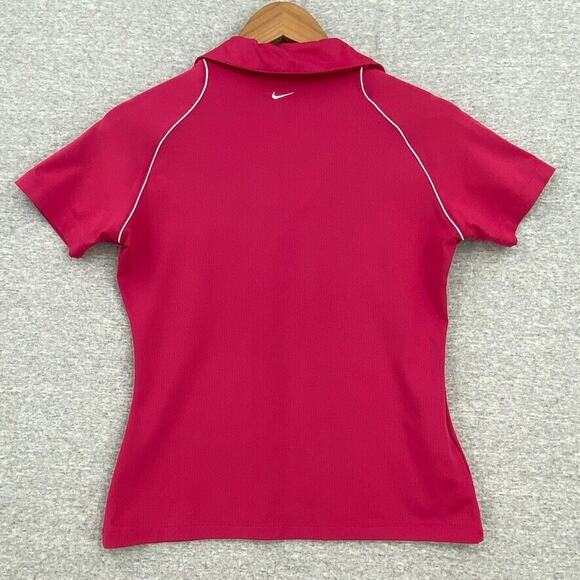 Nike Golf Shirt Womens XS (0-2) Pink Dri Fit Short Sleeve 1/4 Zip Activewear Top - Picture 3 of 12